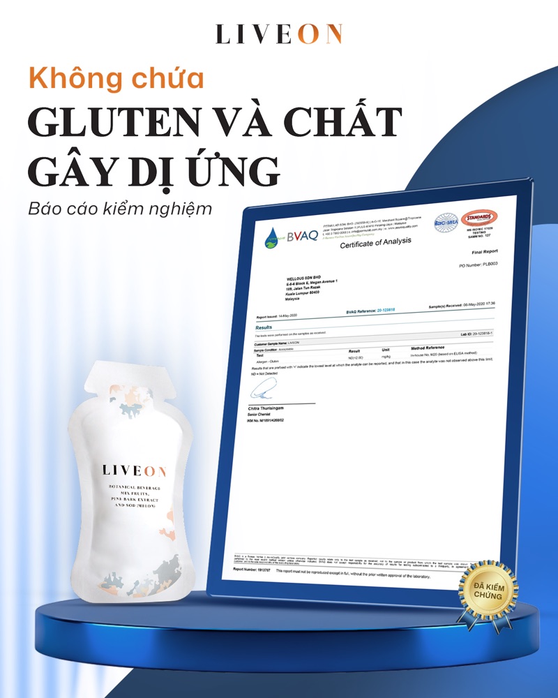Báo cáo kiểm nghiệm không gluten và chất gây dị ứng